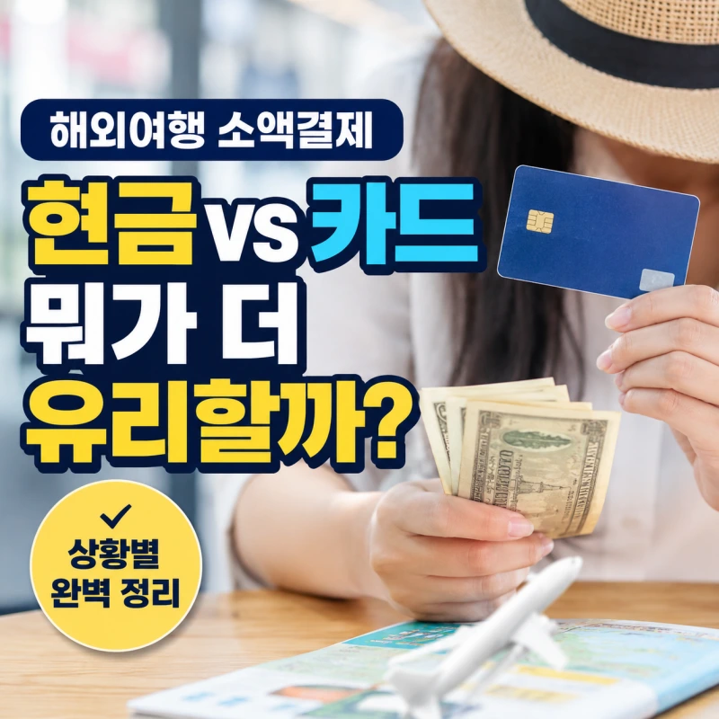 해외여행 카드결제와 현금 사용 장단점을 한눈에 보여주는 현실적인 블로그 썸네일