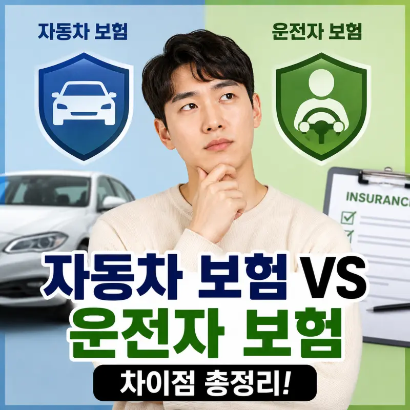 자동차 보험과 운전자 보험 차이점을 비교하는 대표 이미지