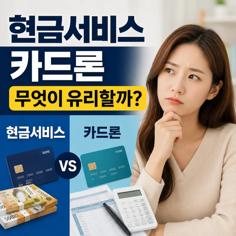 현금서비스와 카드론의 신용점수 및 이자 차이 비교