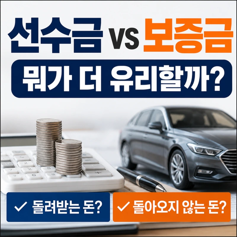 자동차 리스 선수금과 보증금 차이를 비교한 비용 분석 이미지