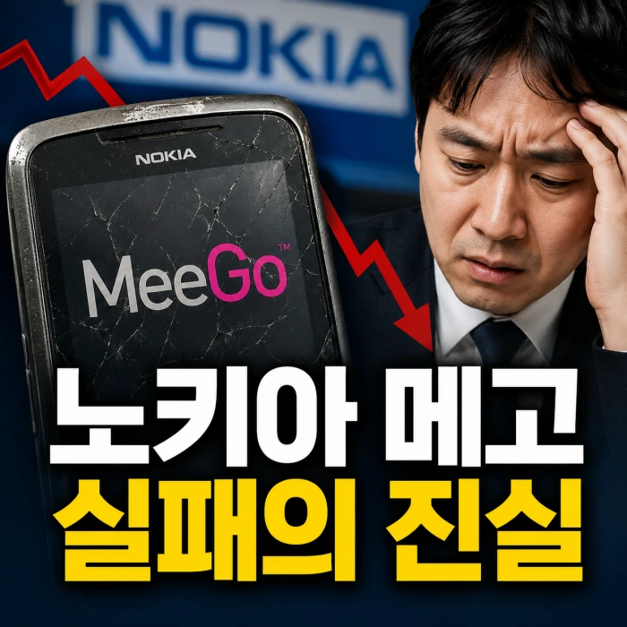 노키아 심비안 운영체제와 메고 프로젝트 실패 원인을 설명하는 이미지