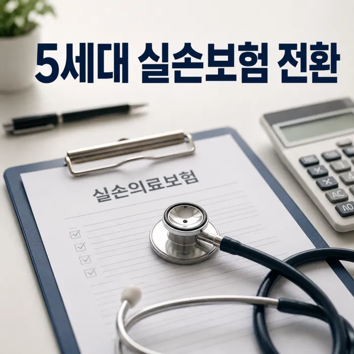 5세대 실손보험 전환 시 보험료 절감과 자기부담금 증가를 비교한 정보형 썸네일