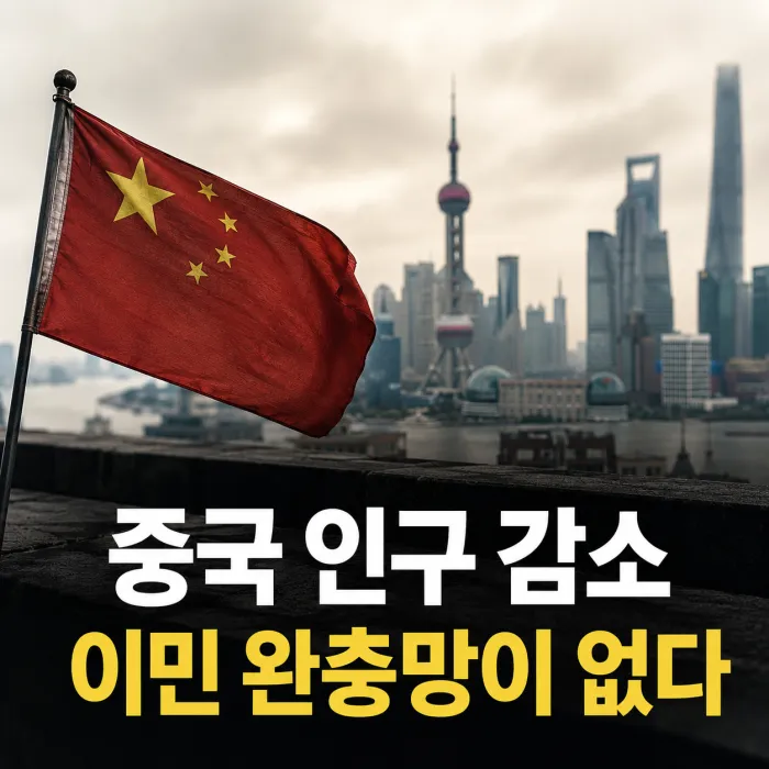중국 인구 감소와 외국인 거주 비중을 분석한 이미지