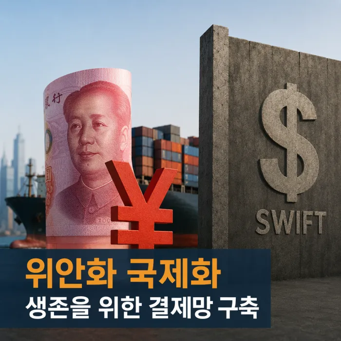 중국을 중심으로 위안화와 원자재와 수출 상품이 순환하는 위안화 경제권 구조