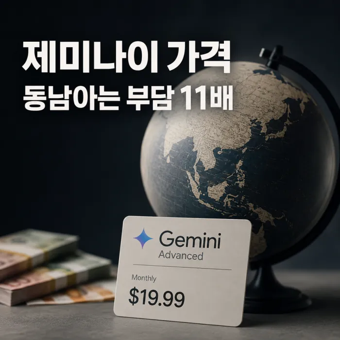미국 한국 필리핀 베트남의 평균 월소득 대비 제미나이 프로 구독료 비중 비교
