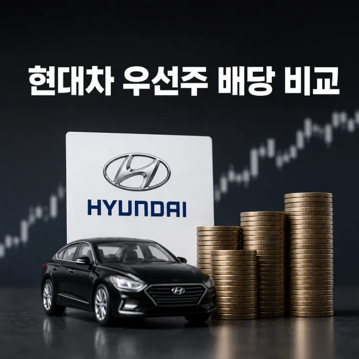 현대차 보통주와 현대차우 현대차2우B의 2026년 배당수익률 비교 이미지
