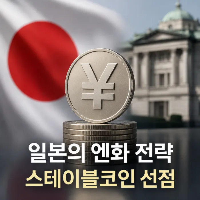 일본 엔화 스테이블코인과 일본은행 CBDC 전략 차이를 나타낸 이미지