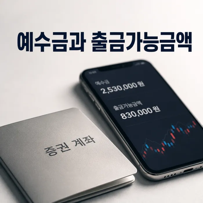 주식 계좌의 예수금과 출금가능금액 차이 및 D+2 결제일 설명