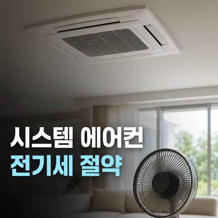 거실 시스템 에어컨 단독 가동과 안방 동시 가동 및 선풍기 사용 시 소비전력 비교