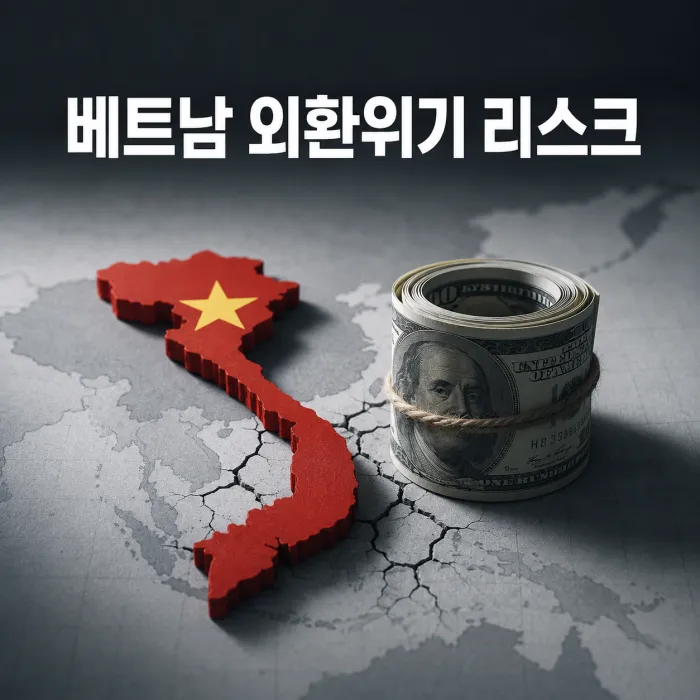베트남 외환보유액 감소와 금융 시스템 위기 가능성을 분석한 이미지