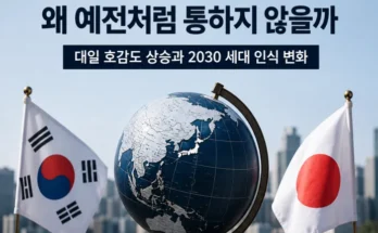 한국인의 대일 호감도 상승과 2030 세대 일본 인식 변화를 보여주는 이미지