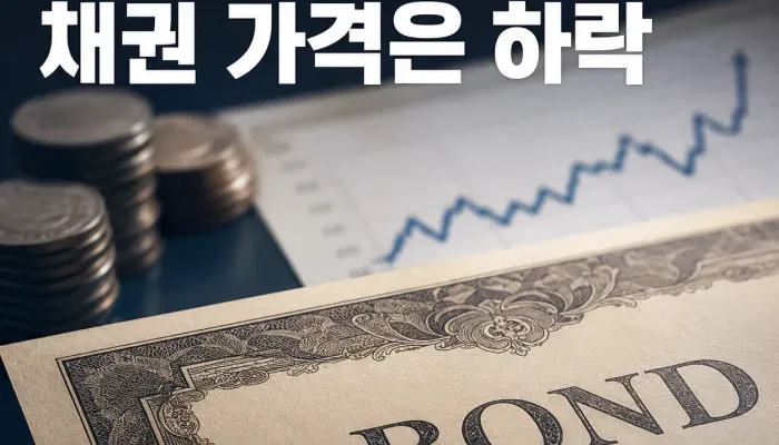 금리 상승에 따라 채권 가격이 하락하는 관계를 나타낸 금융 투자 이미지