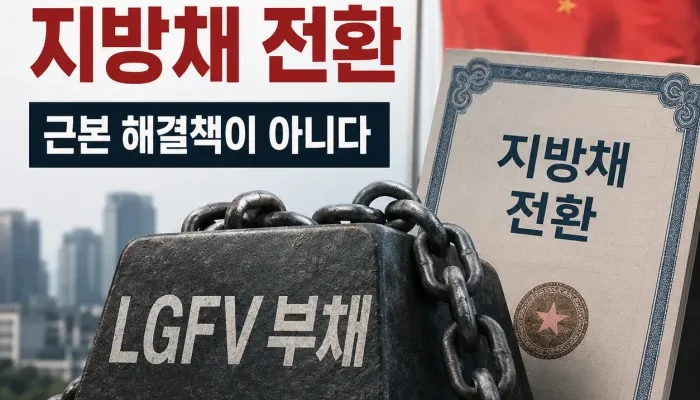 중국 지방정부 LGFV 부채를 장기 지방채로 전환하는 구조를 표현한 이미지