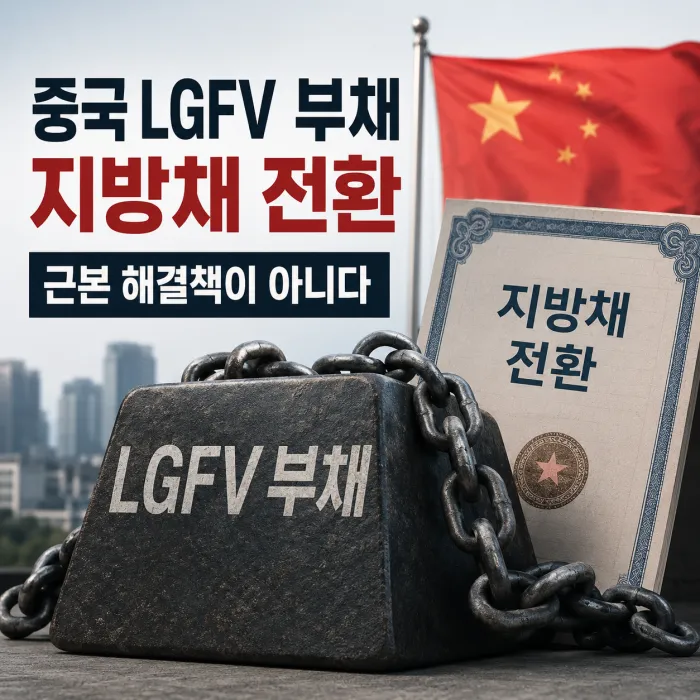 중국 지방정부 LGFV 부채를 장기 지방채로 전환하는 구조를 표현한 이미지
