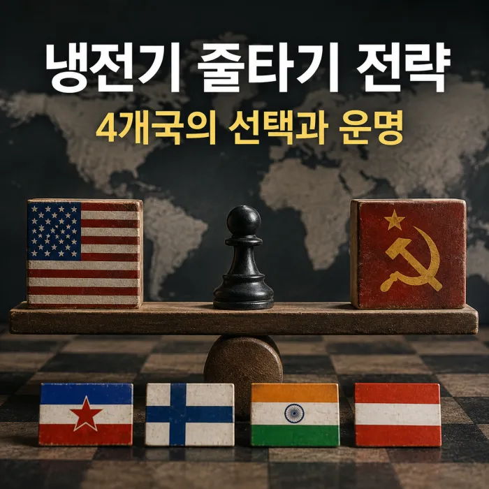 유고슬라비아 핀란드 인도 오스트리아의 냉전기 전략과 현재 한국의 전략적 모호성을 비교한 이미지