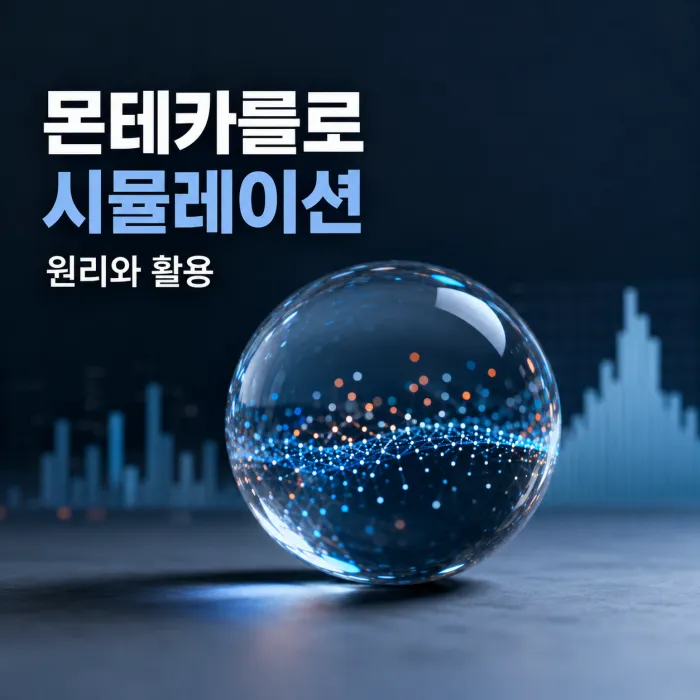 무작위 표본을 반복 계산해 결과 분포를 구하는 몬테카를로 시뮬레이션 개념 이미지