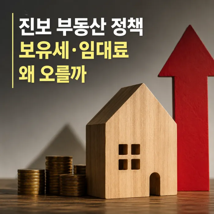 보유세 인상과 임대시장 공급 변화를 표현한 부동산 정책 이미지