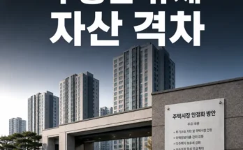 부동산 규제 정책과 기존 자산가 및 무주택자의 자산 격차를 표현한 이미지