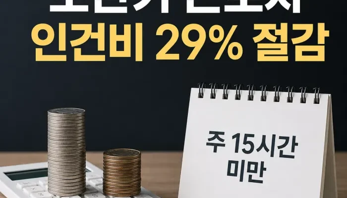 일반 근로자와 주 15시간 미만 초단기 근로자의 시간당 실질 인건비 비교