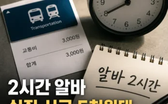 하루 2시간 초단기 알바의 교통비와 이동시간을 반영한 실질 시급 비교