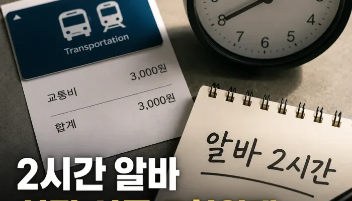 하루 2시간 초단기 알바의 교통비와 이동시간을 반영한 실질 시급 비교