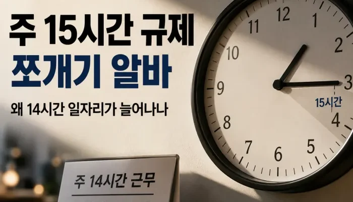 주 15시간 기준으로 근무시간이 14시간 이하로 나뉘는 쪼개기 알바 구조