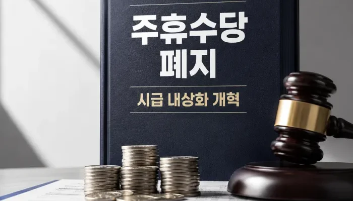 2026년 최저시급 기준 주휴수당 폐지와 시급 20% 통합 전후 근로자 월급 및 사업주 인건비 비교