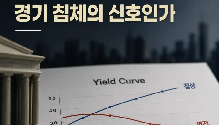 2년물과 10년물 국채 금리를 비교한 장단기 금리 역전 개념 이미지