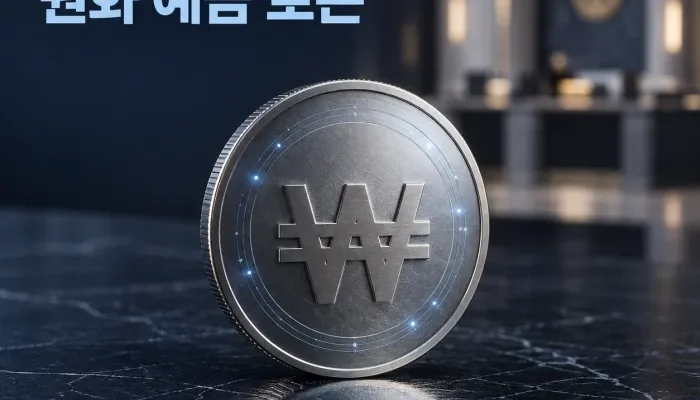 원화 예금 토큰과 달러 스테이블코인 흐름을 비교한 금융 결제 구조 이미지 초안
