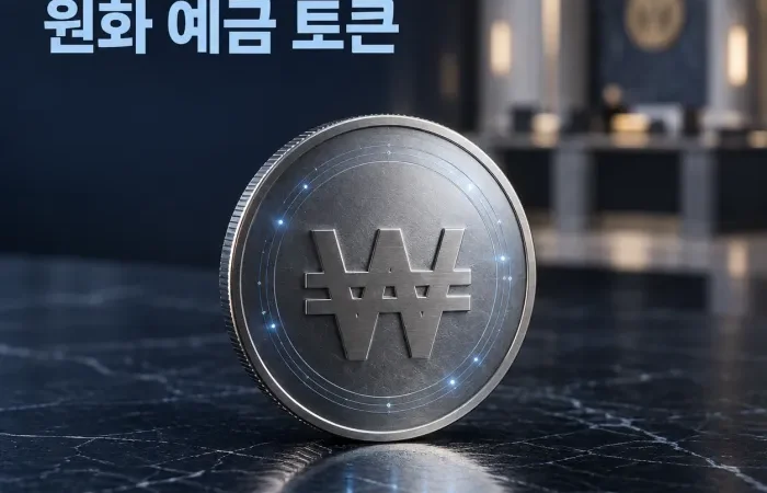원화 예금 토큰과 달러 스테이블코인 흐름을 비교한 금융 결제 구조 이미지 초안