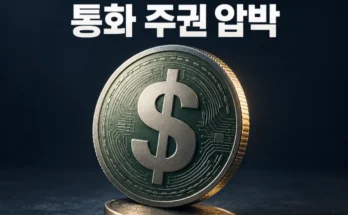 달러 스테이블코인이 확대되면서 비 기축통화국 통화 가치와 중앙은행의 통화 주권이 약해지는 모습을 표현한 이미지